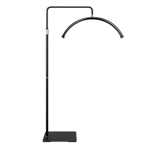 Half Moon Light - 22 inch LED Lash Lamp for Eyelash Extensions for Tattoo Artists, Nail Tech, Esthetician - Cool, Warm Lamp with Adjustable Brightness & Height (Black)