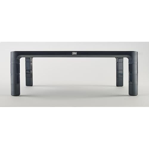 3M Adjustable Monitor Stand for Monitors and Laptops, Three Leg Segments Simply Adjust Height from 1.7" to 5.5", Holds up to 20 lbs, 13.6 in Clearance Between Legs for Storage, Black (MS85B)