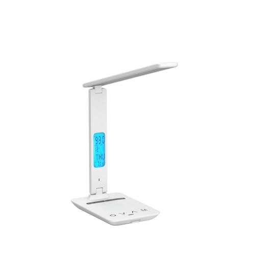Desk Lamp with Wireless Charger: USB Charging Port, Table Lamp with Clock, Desk Lamps for Home Office College Dorm Room Essentials
