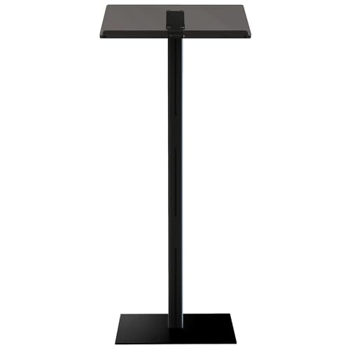 CRYSFLOA Black Podium Stand Acrylic Lectern with Metal Base – Type 3, 43.6in