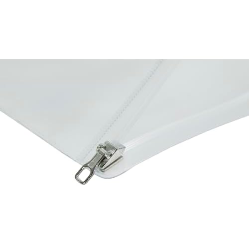School Smart Zippered Ring Binder Pouches, 7 x 10 Inches, Clear and White Vinyl, Pack of 24
