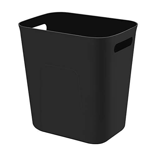 UUJOLY Black Plastic Small Trash Can 3.5 Gallon Wastebasket for Bathroom Kitchen Office