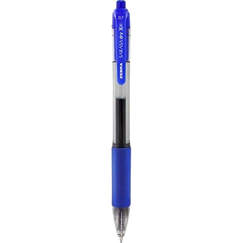 Zebra Pen Sarasa Dry X20 Retractable Gel Pens, 0.7mm Medium Point, Blue Ink with Rapid Dry Ink Technology, Ideal for Office Supplies and School Supplies, 36-Pack (46236)
