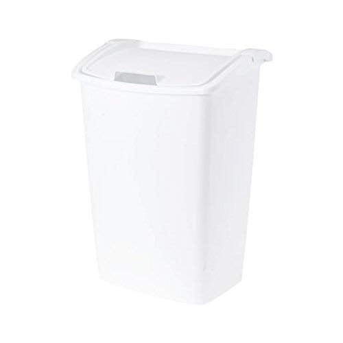 Rubbermaid,White Dual-Action Swing Lid Trash Can, 11.25 Gallon, for Home/Kitchen/Bathroom/Garbage