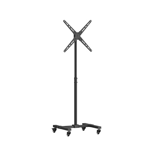Mount Plus PL-F400 Rolling TV Stand and Mobile TV Cart for 13-55 Inch Flat TV with Tilting | Landscape to Vertical Or Portrait Rotating | Height Adjustable TV Stand for Home, Office and Business