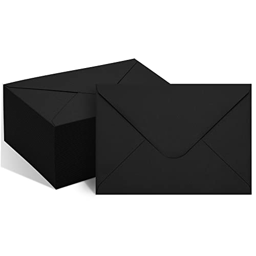 Black 5x7 Envelopes with V-Flap - 50 Pack for Invitations & Photos