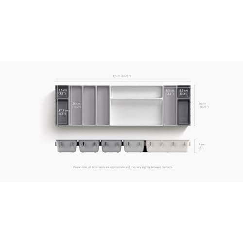 Joseph Joseph Blox 10-Piece Storage Tray Set for Cosmetics, Stationery, Flatware and Utensils, Drawer Organizer, Recycled Plastic