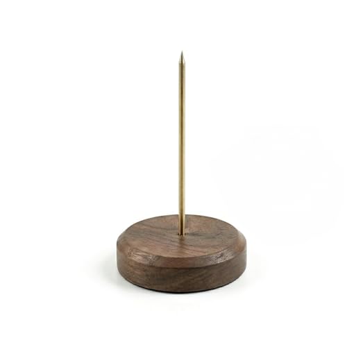 Huacuesy Walnut Ticket Stabber with Brass Pin - 3.1-inch Curved Base, 1-Pack