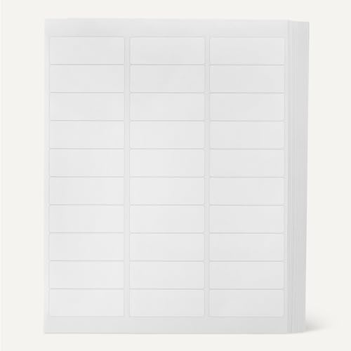 Amazon Basics Printable Address Labels 1" x 2-5/8" - 3000 White Mailing Labels, Letter Size, Permanent Adhesive, Pack of 100 Sheets, Model Variation