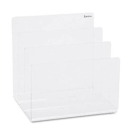 Kantek Clear Acrylic File Sorter, 3 Section Desk Collator, 8" x 6.5" x 7.6", Non-Skid Feet, Office Organizer, Desk Accessory