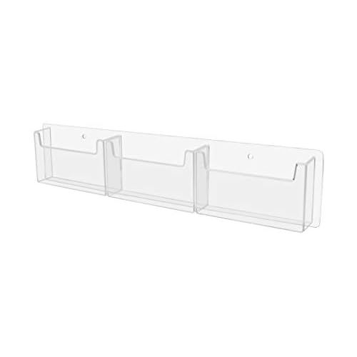 Marketing Holders Postcard Holder Rack Horizontal Clear Acrylic 3 Pocket with Hardware Space Saver Greeting Card or Any 6x4 Printed Media Display System Wall Mount Multi Slot Organizer