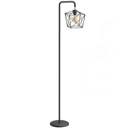 LEPOWER Floor Lamp, Black Floor Lamp with LED Edison Light, 2800K E26 Rustic Standing Lamp, Farmhouse Floor Lamps for Living Room, Bedroom