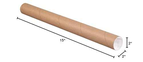 AVIDITI Mailing Tubes with Caps, 2"L x 15"W, 50-Pack | Cardboard Tube Mailer for Poster Box, Blueprint, Teachers, Artwork, Long Art Holder 2x15