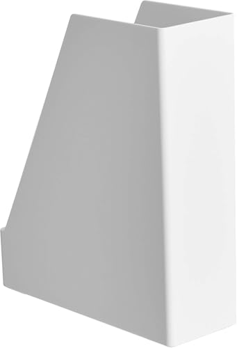 Amazon Basics White Plastic Desk Organizer - 2 Pack Magazine Racks for Office & Home