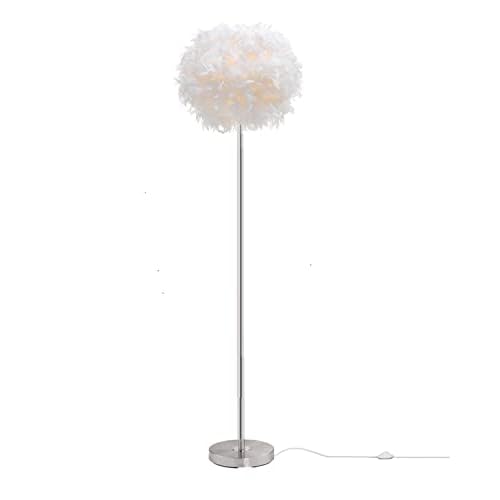Floor Lamp, Elegant White Feather Standing Lamps with On/Off Switch