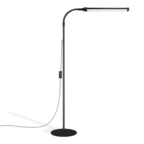 Lash Light, LED Floor Lamp, Reading Floor Lamp, Adjustable Gooseneck, 3 Heights, 10W Dual Brightness, Portable Standing Lamp for Eyelash Extensions, Makeup, Office