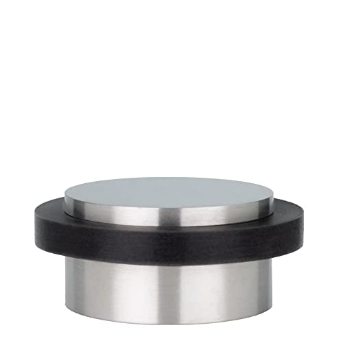 EVI | Adhesive Doorstop | 1.37'' X 0.8'' | Natural Silicone Black Rubber | Stainless Steel | Matte Finish | Great Adherence | 100% Functional | Mod. I-203