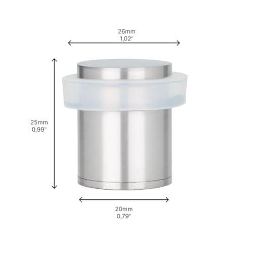 Pack of 2 EVI Door Stoppers | Stainless Steel Door Stopper - Screw Fastening - White Rubber Protector - 0.79 x 0.99 Inch Door Stop
