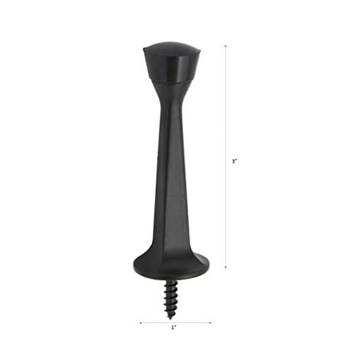 QCAA Rubber Tip Heavy Duty Solid Rigid Door Stop, 3", Zinc Die Cast, Matte Black, Made in Taiwan, 20 Pack