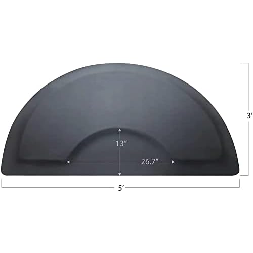 Salon mats for Hair Stylist 3¡Çx5¡Ç Barber Shop Salon Floor Chair Mat -Black Semi Circle Hair Stylist Station Anti Fatigue Salon Mats -1/2" Thick Salon Standing Mat