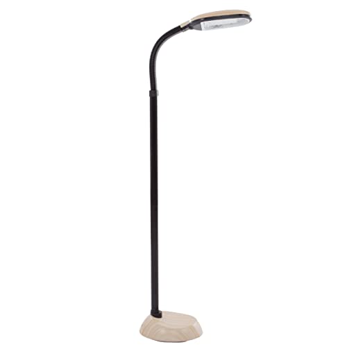 Lavish Home Adjustable Floor Lamp for Bedroom with Bendable Neck - Full Spectrum Natural Sunlight Lamp for Office and Living Room - Reading, Craft, and Esthetician Light (Light Woodgrain)