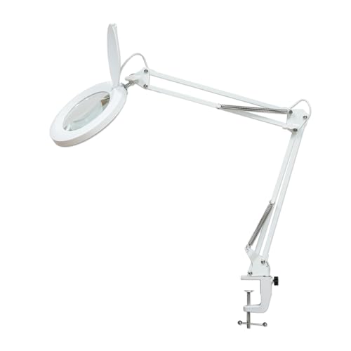 12W LED Magnifying Lamp with Clamp - 10 Brightness Levels, 6500K, 1200 Lumens | 5 Inch Lens (1.75x Magnification/3 Diopters) for Reading, Sewing, Nail Art & Crafting (White)