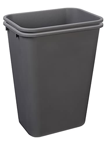 10 Gallon Commercial Office Wastebasket - Gray 2-Pack | Easy to Clean