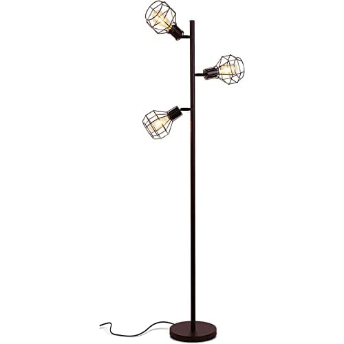 Brightech Robin Industrial Rustic Pole Tree Floor Lamp w/ 3 Vintage Edison Bulbs
