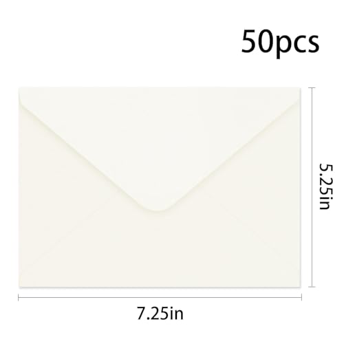 YINUOYOUJIA 50 PCS Pearl Ivory Envelopes A7,5 x 7 Ivory Shimmer Envelopes for Invitation,Perfect for Wedding Invitation Cards,Birthday RSVP Invite,5.25 x 7.25 inches
