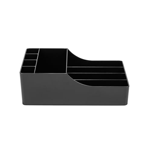 Restaurantware Restpresso Coffee Bar Organizer, 1 Count Durable 9 Compartments, Compact Size, Black Plastic Tabletop Coffee Supplies Organizer For Homes, Office Spaces, Breakrooms, and Lounges