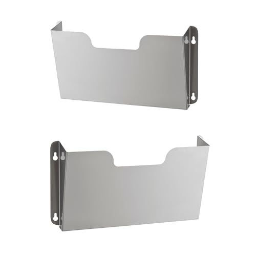 DR POCKET RACK Wall Mount Pocket Wall File Organizer, Single Pocket Letter Size, Stainless Steel, 14 x 2.5 x 7.5 inches