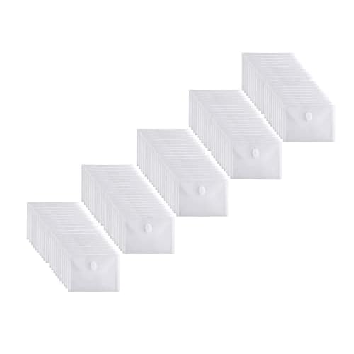 5x7 Small Plastic Envelopes Hook Loop Closure Receipt Storage Holder 100 Pack (clear-100 pack)