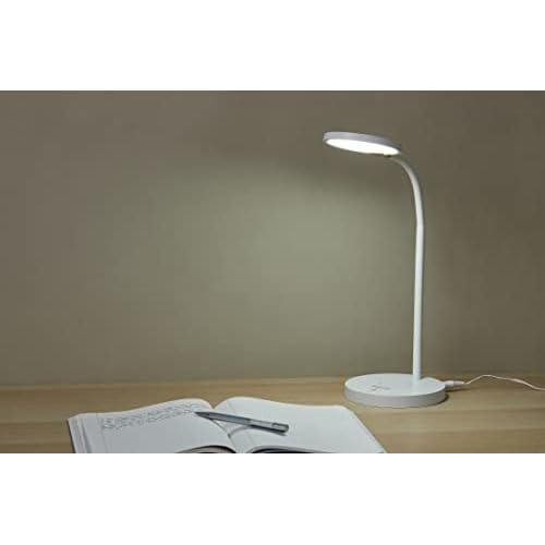 Bostitch Office LED Desk Lamp, Qi Wireless Charging, Dimmable, 3 Brightness Levels, Flexible, Quick Charging, Touch Power Control, White (LED2107-WHT)