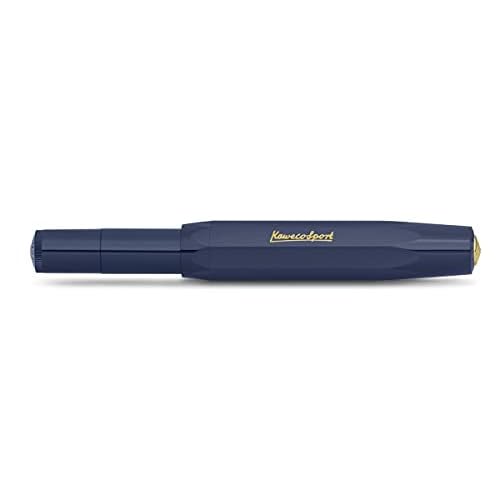 Kaweco CLASSIC SPORT Fountain Pen Navy Blue with 23 Carat Gold-Plated Steel Nib and Iridium Tip for Ink Cartridges I Sport Fountain Pen 13 cm I Nib: F (Fine)