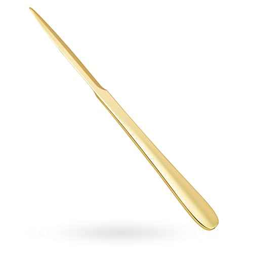 9" Golden Metal Letter Opener with Minimalist Design, Safe Double Edge Blades, Anti-Fingerprint Long Handle, Mail Opener Paper Knife Tool Envelope Opener