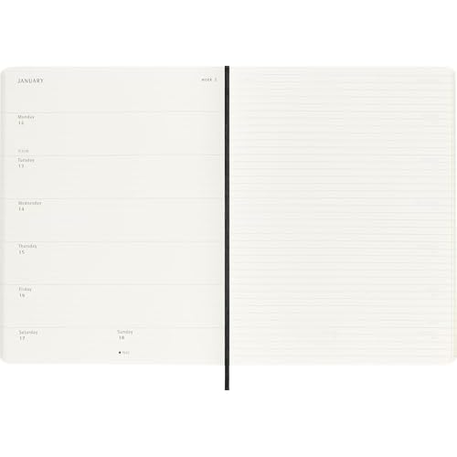 Moleskine Classic 18 Month 2025-2026 Weekly Planner, Soft Cover, XL (7.5" x 10"), Black, 208 pages