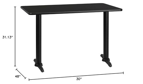 Flash Furniture 30'' x 48'' Rectangular Black Laminate Table Top with 5'' x 22'' Table Height Bases