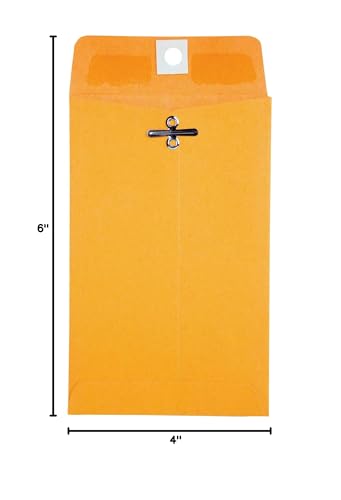 Gummed Clasp Envelope 4 x 6-3/8 Inch Kraft Office Paper Mailer 100 Pack