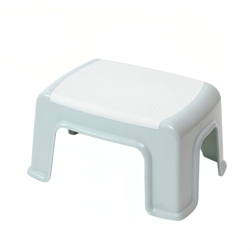 Rabihike White-Blue Heavy-Duty ABS Plastic Shower Stool 180lb Anti-Slip Small Step Stool