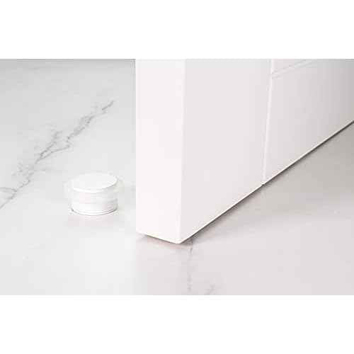 EVI Herrajes | White Door Stop | Modern Design | H:0.82¡° - W:1.37¡± | Adhesive or Screw Installation Included | Natural Silicone Protection | Floor Door Stop