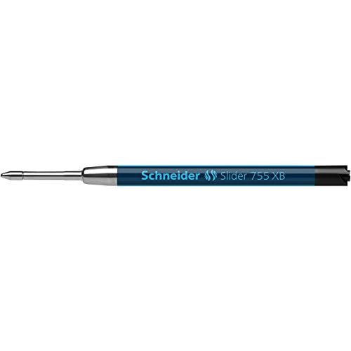 Schneider Slider 755 XB (Extra Broad) Ballpoint Pen Refill, 1.4 mm, ISO Format G2, Black Ink, Box of 10 Refills (175501)