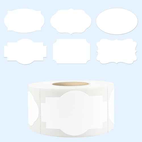 350 PCS Gift Tags Stickers Name Labels Stickers,2" x 1.2" Fancy Shape Stickers Self-Adhesive Handmade Bottle All-Purpose Jar Labels for Presents Cosmetic Decoration Jars Food Craft (White)