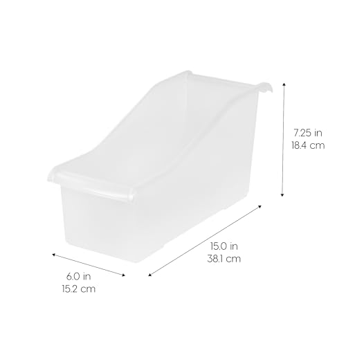 IRIS USA 8-Pack Connecting Clear Magazine & Book Bins for Classroom & Office Storage