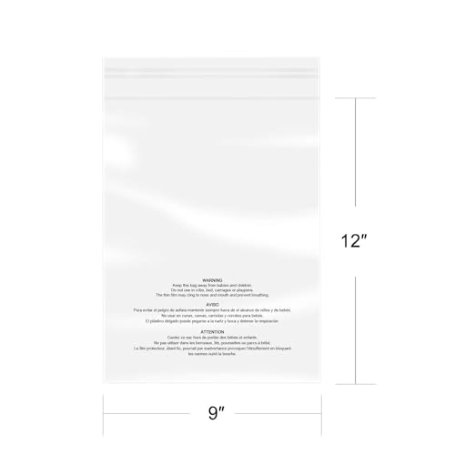 iMailer - 1000 Pcs - 9" x 12", Suffocation Warning Self Seal Clear Plastic Poly Bags 1.6 Mil for A4, Letter Sized Documents, Marketing Materials, Clothes-Permanent Glue