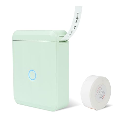 D110-M Label Maker Sticker Machine-Thermal Label Printer Inkless Portable Bluetooth Label Sticker Maker, Mini Bulk Printer for Business Home Office Compatible iOS Android USB Rechargeable-Green