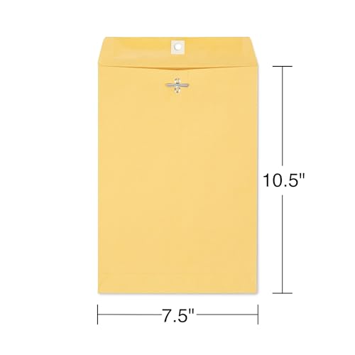 100 Pack Staples 7.5x10.5 Kraft Clasp Envelopes - Brown, Metal Clasp, Size #6