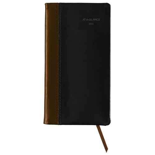 AT-A-GLANCE 2025 Fine Diary, Weekly & Monthly Diary, 3" x 6", Pocket Size, Black Brown (74020525)