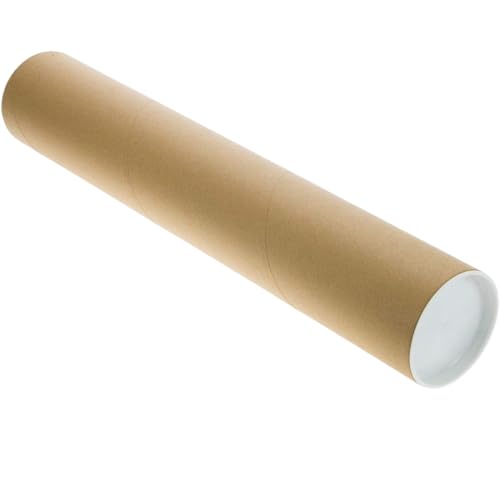 SAVUK Kraft Mailing Tubes with Plastic Caps - 2 x 17.32 Inch, Heavy Duty, Model SAVUK-212
