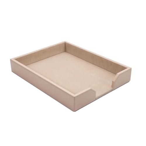 DACASSO Bonded Leather Desktop Letter Tray - Luxury Letter Holder & Paper Organizer for Desk - Office Organization & Executive Desk Decor - (White Latte)