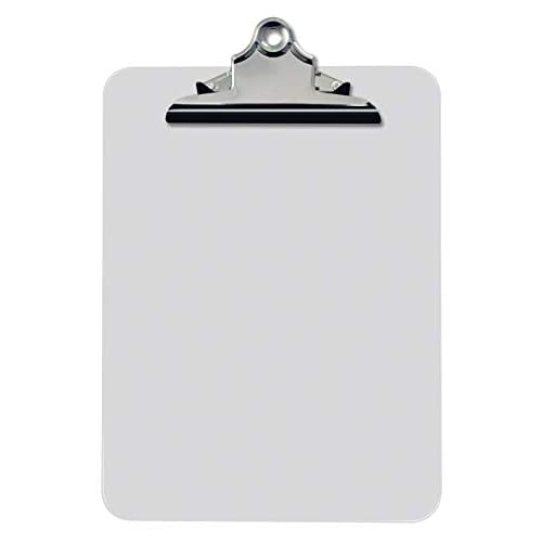 Better Office Products Clear Plastic Clipboards, 12 Pack, Durable, 12.5 x 9 Inch, Standard Metal Clip, Transparent, See-Through Clear, Set of 12